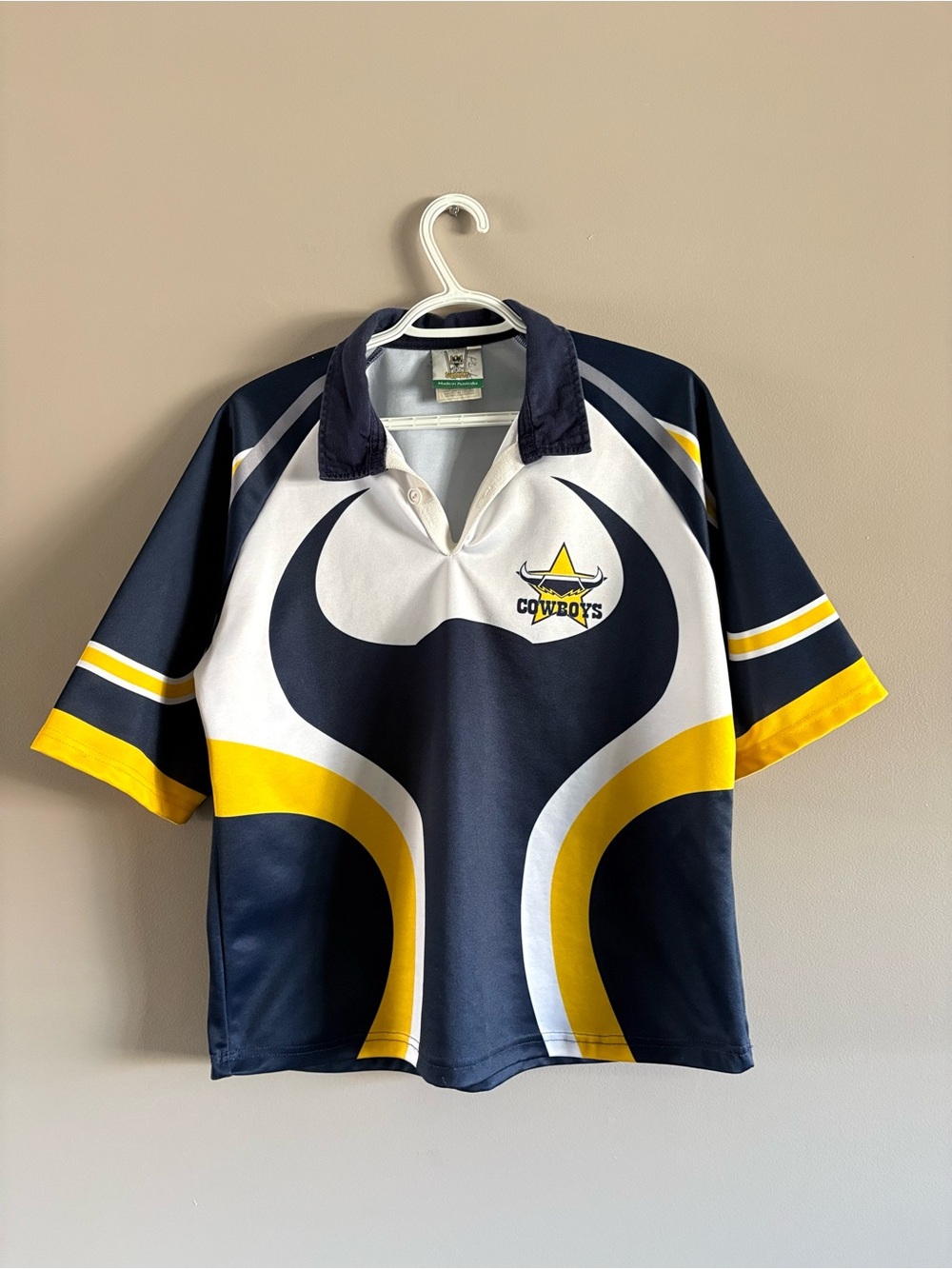 Cowboys Graphic Rugby Shirt - Navy, White & Yellow